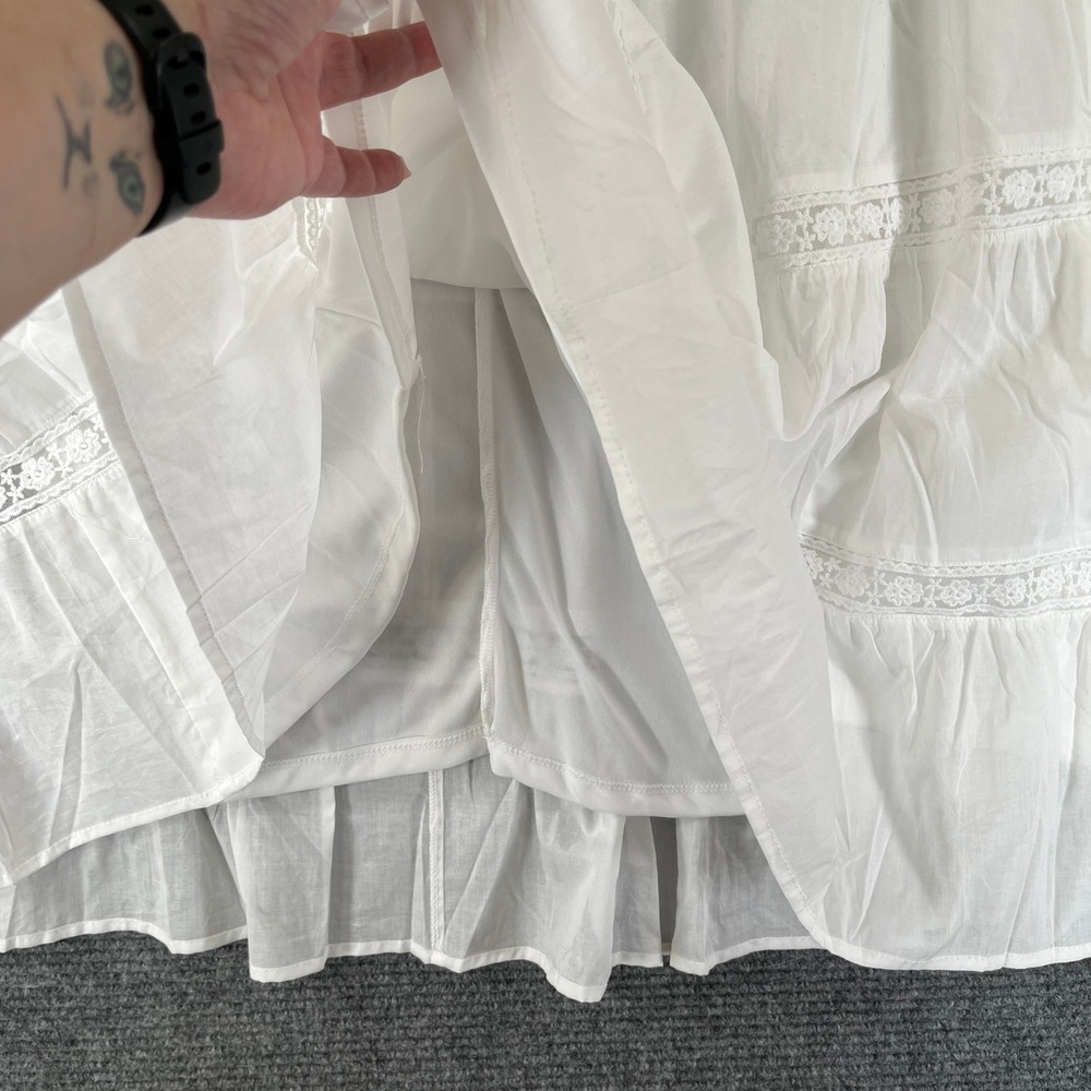 Altar'd State Tiered Maxi Skirt Women L Ivory Lace Trim Boho Summer Casual - Picture 5 of 11